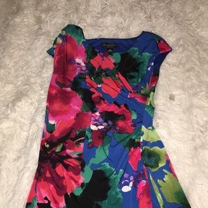A bright floral slit dress